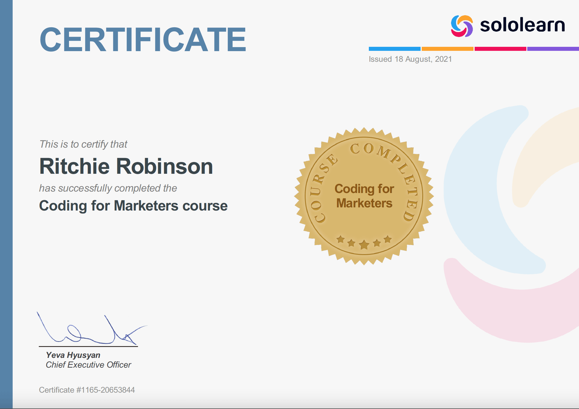 code for marketers certificate
