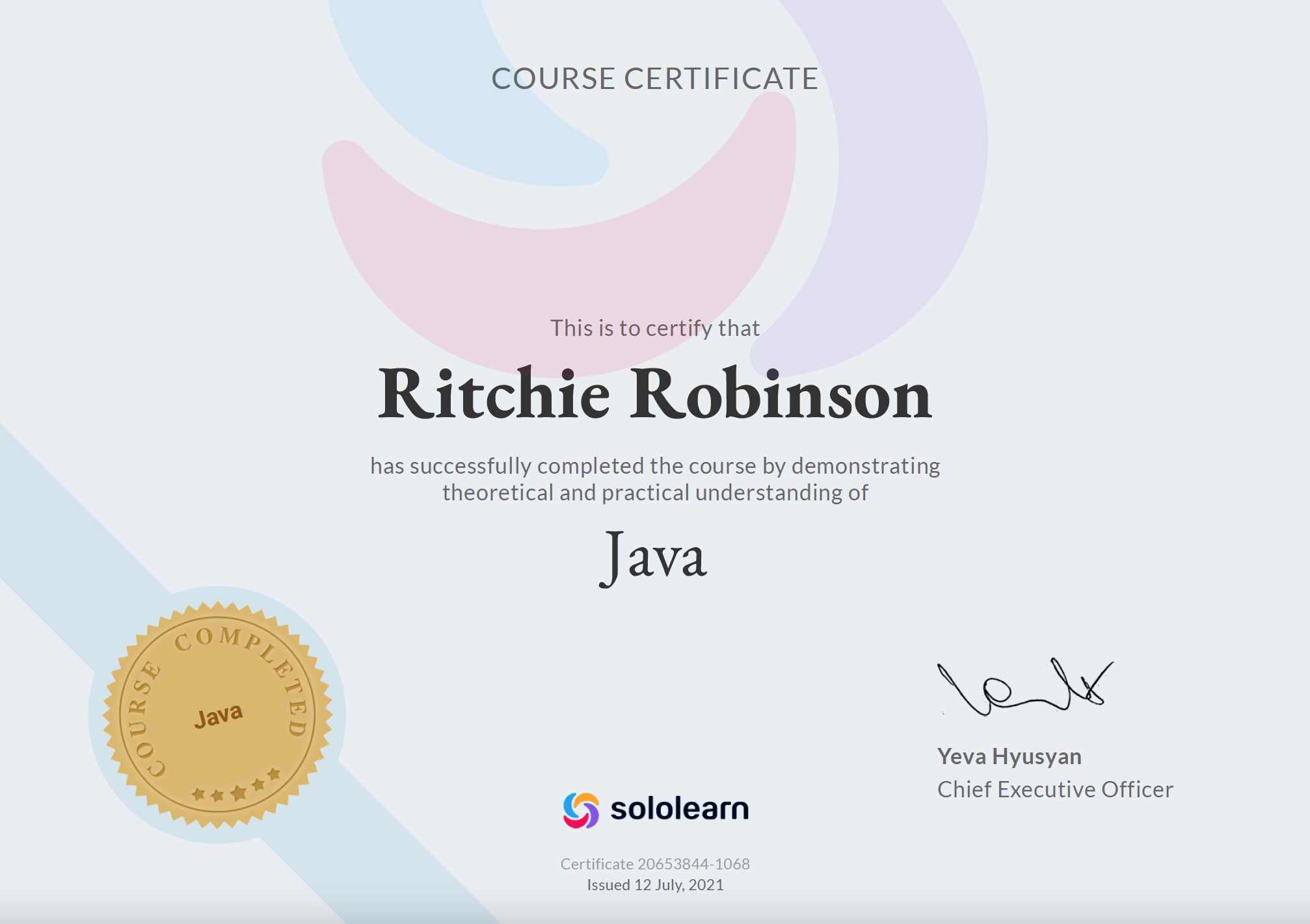 java certificate