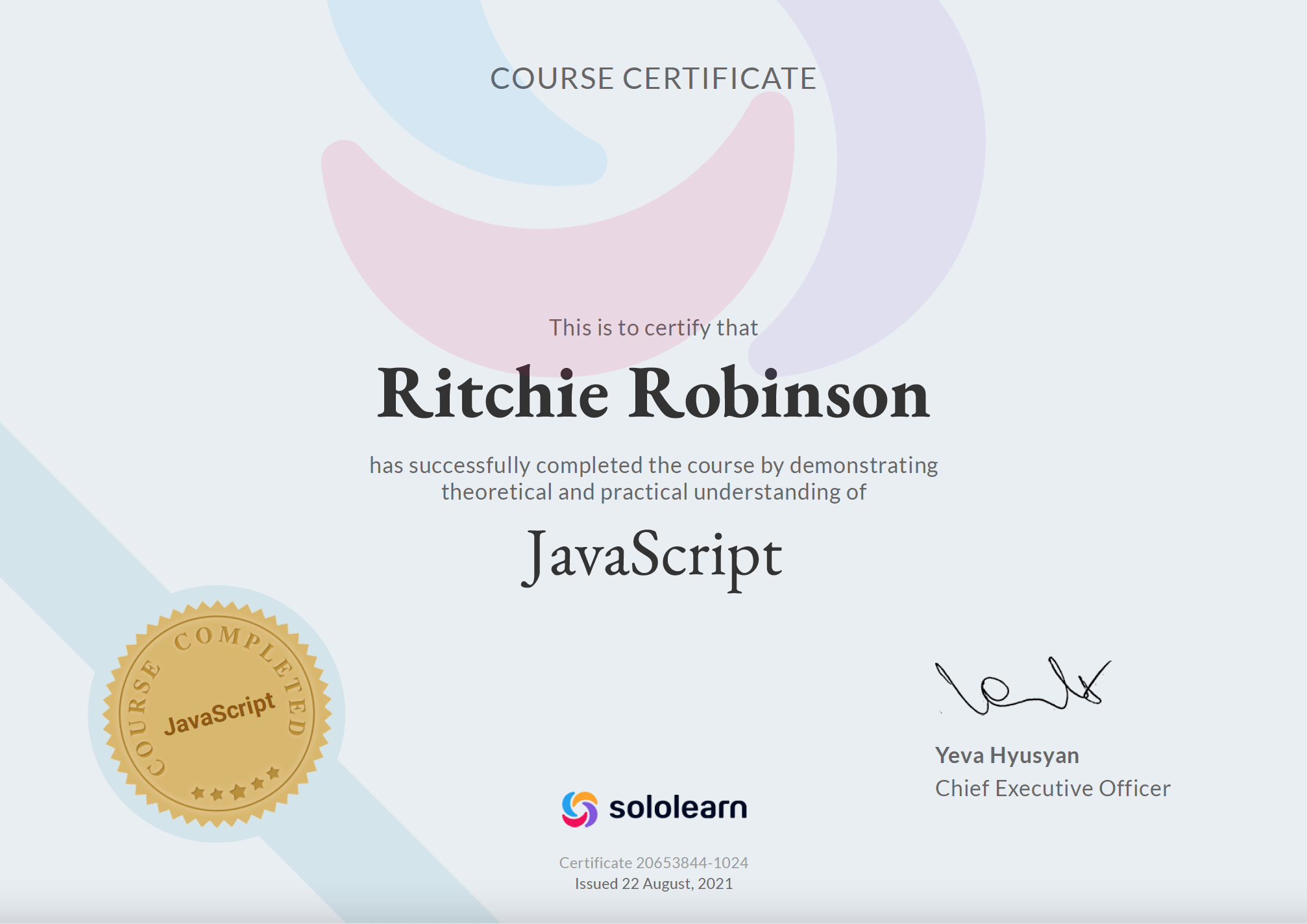 javascript certificate