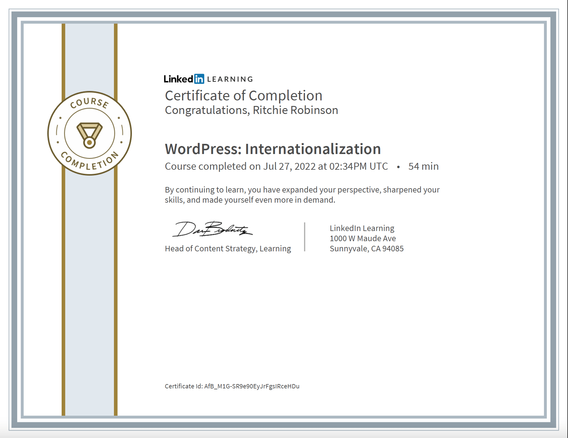 wp internationalisation certificate