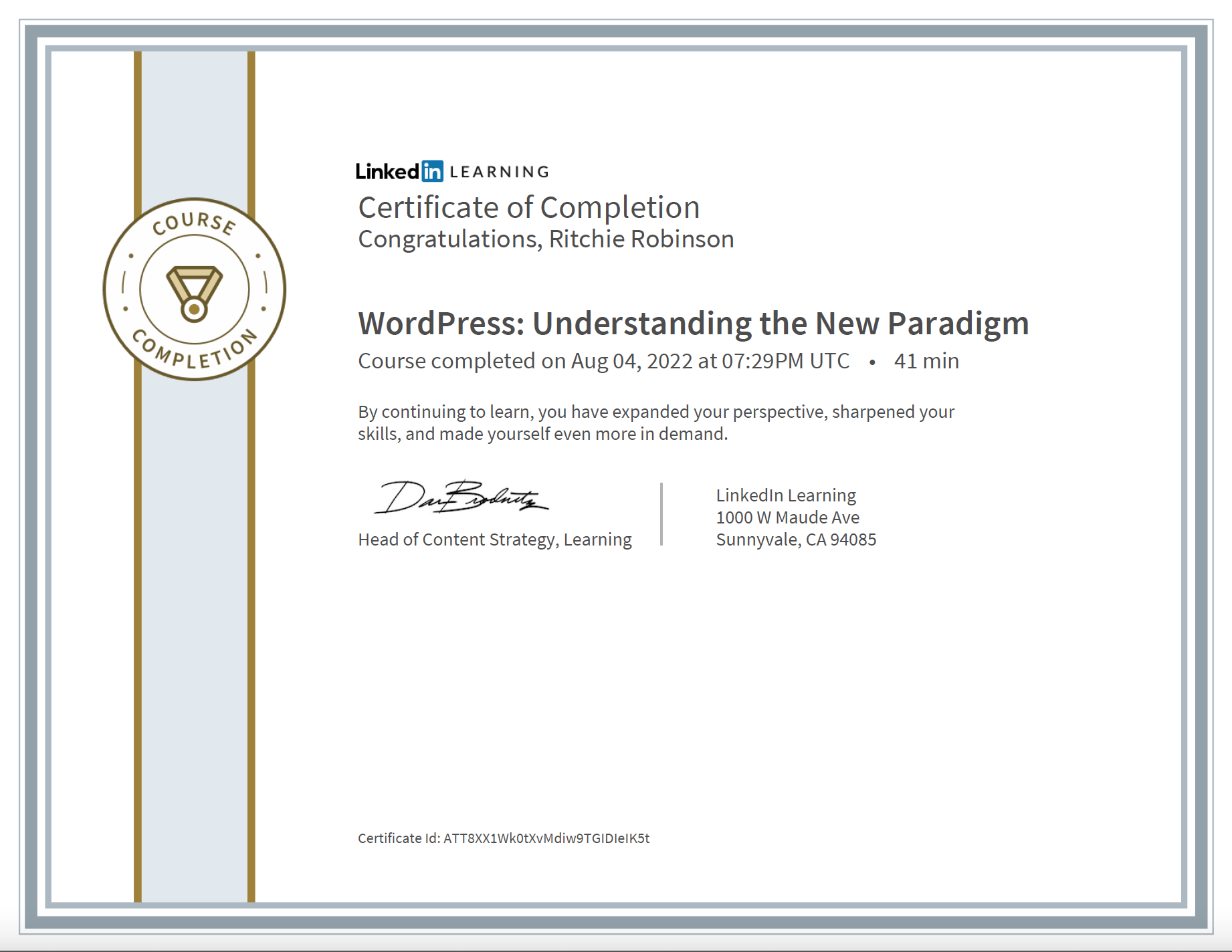 wp new paradigm certificate